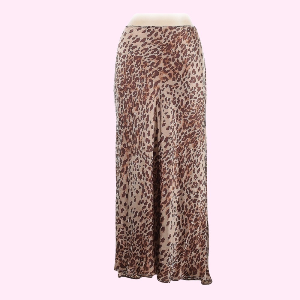 Reformation Pratt Animal Print Leopard Silk Midi Skirt Sz 12 - Picture 2 of 8
